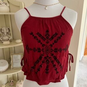 Forever 21 Red Sleeveless Camisole with Tie Front